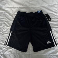 adidas Boys Athletic Mesh Shorts Black L-14/16 Elastic Waist Sports