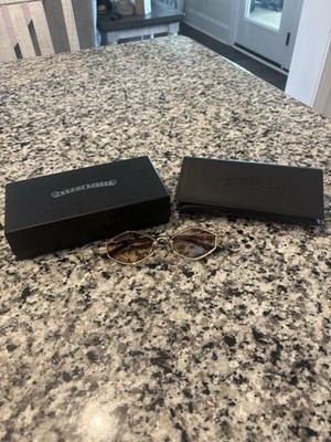 Chrome Hearts Nip Slip Geometric Gold Metal Sunglasses Brown Plastic Lens