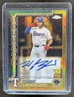 2025 Topps Gilded Wyatt Langford Chrome Gold Auto Yellow/Gold Refractor RC #/75