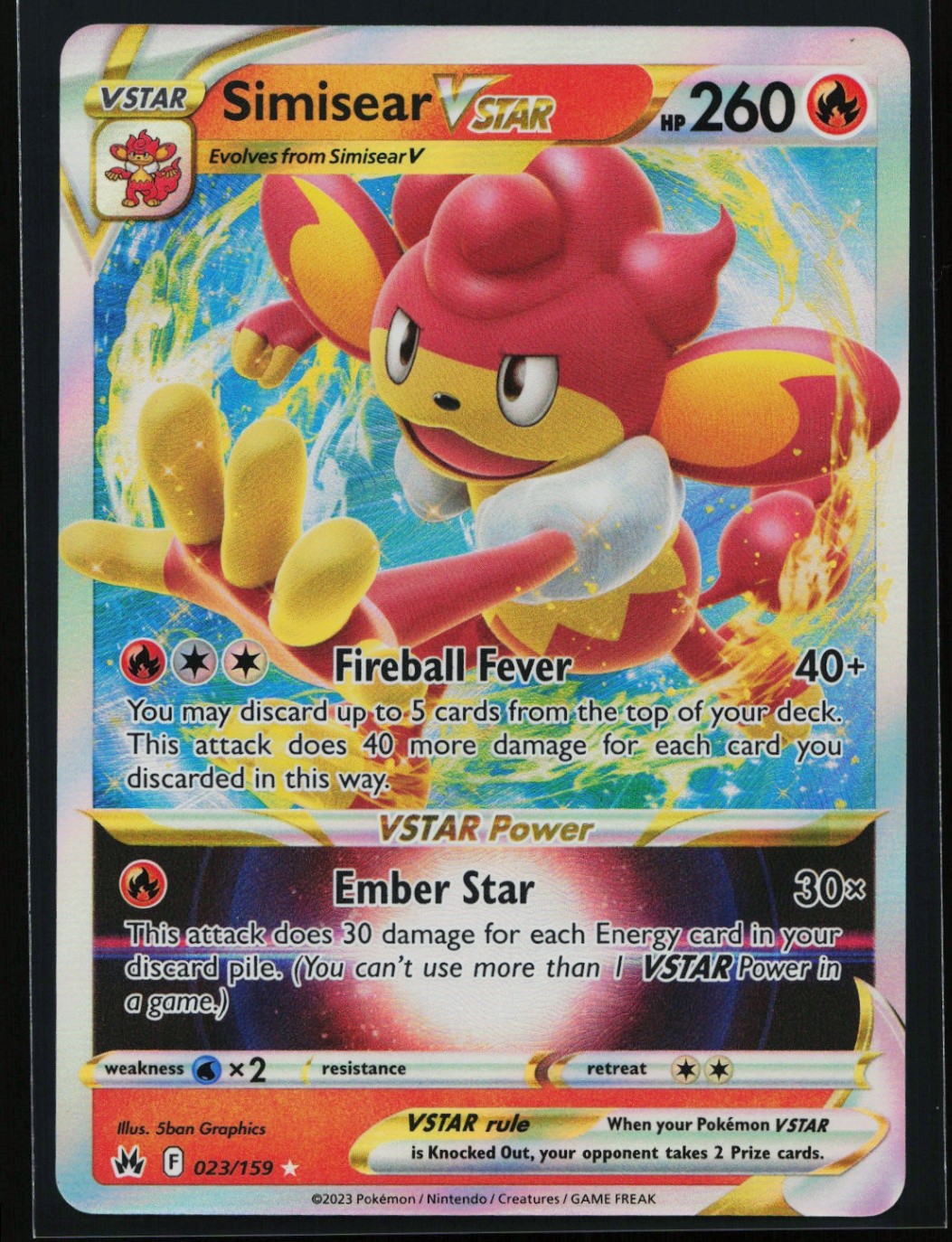 Simisear VSTAR Ultra Rare Crown Zenith 023/159 NM 406