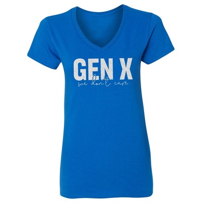 Gen X We Dont Care - Generation X Tribute Ladies' V-Neck Tshirt