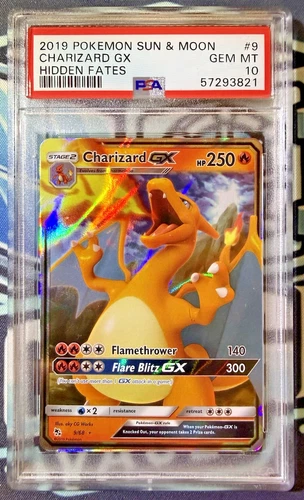 PSA 10 Charizard GX Holo Card #9/68 - 2019 Pokemon Sun & Moon Hidden Fates Rare