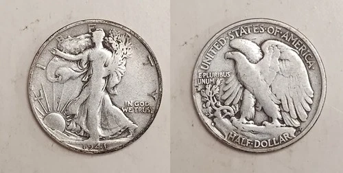 1941-S Walking Liberty Half Dollar - 90% Silver - VG to VF