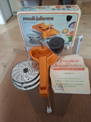 Moulinex Mouli Julienne 445 Gemüsehobel Reibe 4 Scheiben Vintage orange