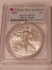 2020 $1 Type 1 American Silver Eagle Dollar MS70 Certified First Strike