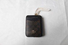 Coach Women's Signature Coated Canvas ID Lanyard BE5 Gold/Walnut/Black One Size