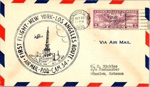 Transcontinental and Western Air First Flight Indianapolis IND - Winslow Arizona