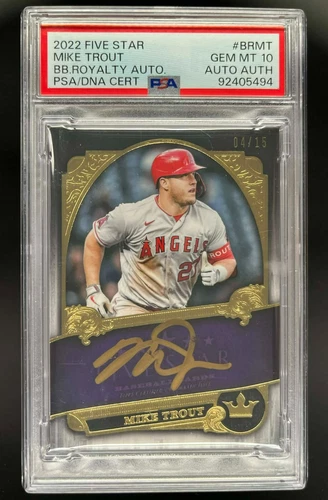 2022 TOPPS FIVE STAR MIKE TROUT GOLD INK ROYALTY AUTO 04/15 PSA 10 AUTH AUTO