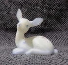 VINTAGE FENTON HAND PAINTED & SIGNED WHITE/BLUE SATIN DEER/FAWN-BEAUTIFUL-LOOK!