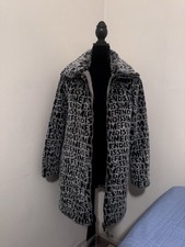 FENDI Fendissme, Silver/Gray And Fendi Logo Reversible Long Coat Size 8