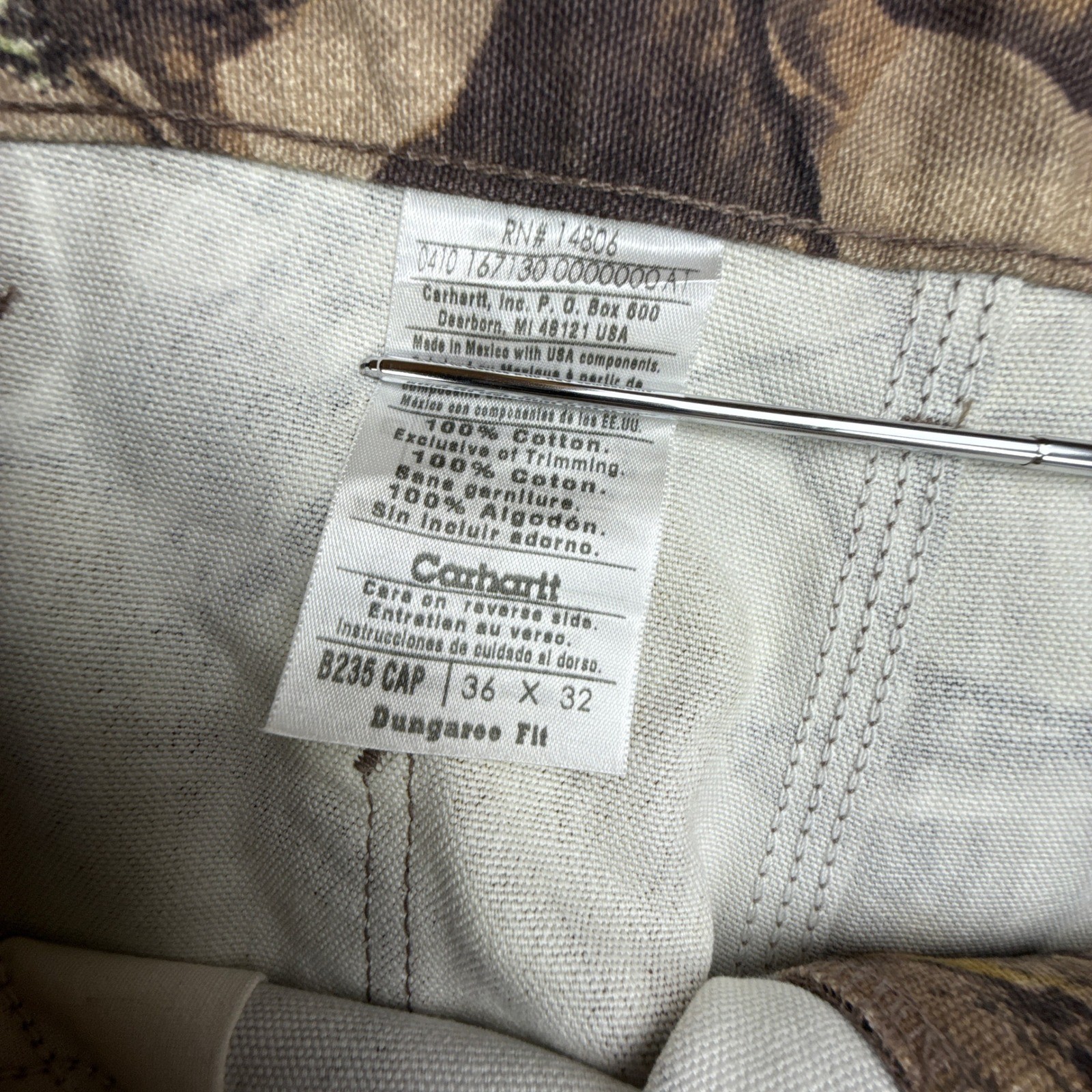 Carhartt Work Camo AP Dungaree Fit Pants Mens 36X32 B235 CAP Camo NWT NOS thumbnail 4