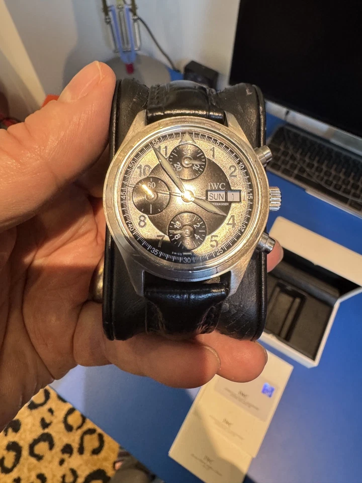 IWC Fliegerchronograph Fliegeruhr am Lederarmband - Bild 3 von 4