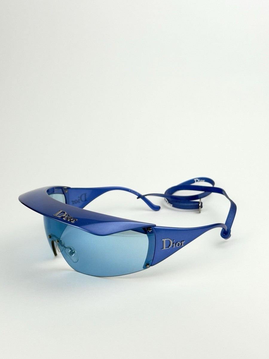 Vintage Christian Dior Golf Sunglasses Electric Blue WQ9 Full Set