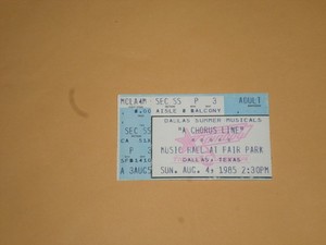 A Chorus Line-Randy Clements Pamela Blasetti Theatre Ticket-1985-Fair Park-TX