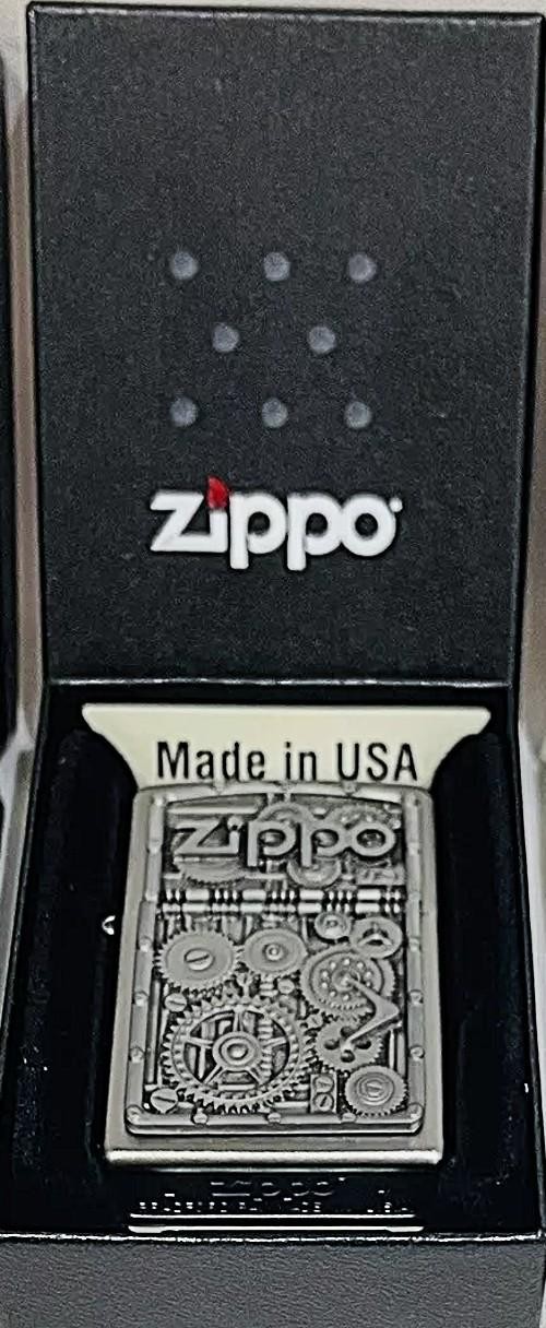 Rare Steampunk Gears Emblem Zippo Lighter