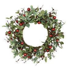 20 Inch Winter Christmas Wreath Welcome Sign Eucalyptus Red Berries