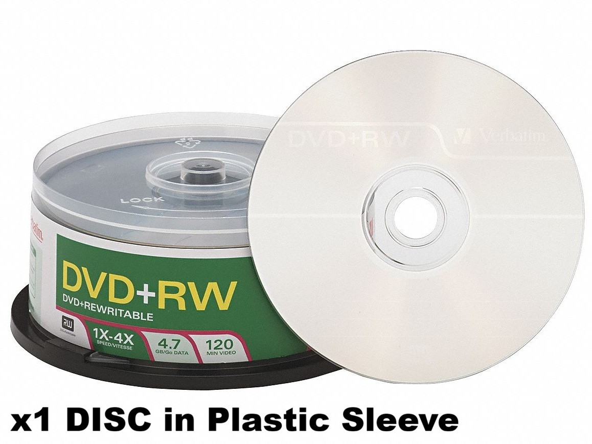 Verbatim DVD+RW 4.7GB 120Min (4x Speed) DVD REWRITABLE BLANK DVD DISC in Sleeve