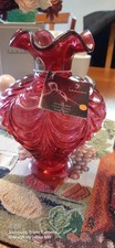 2003 Fenton Cranberry Glass Blown Vase 7.5 " Tall --75th Special --NIB