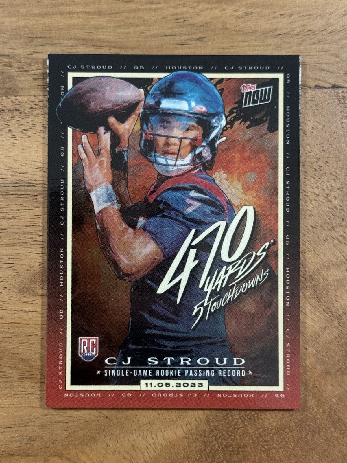 2023 Topps Now CJ Stroud 470 Yards 5 TD’s Rookie Passing Record #CJ1 RC