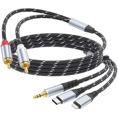 3,5mm RCA Adapter Kabel Lightning Aux Kabel Stereo Audio 3,3ft