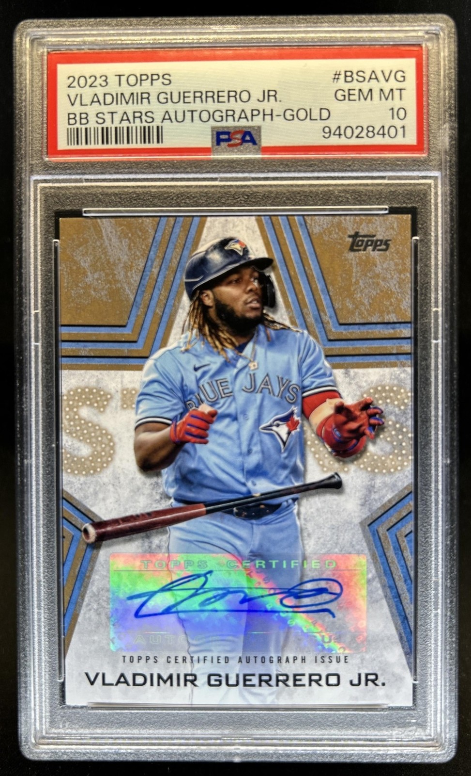 2023 Topps Update Vladimir Guerrero Jr. Baseball Stars Auto Gold #/50 PSA 10 view 1
