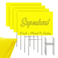 Blank Yard Signs with Stakes, Yellow 4 Pack12"x18" Corrugated Plastic Sheet f...