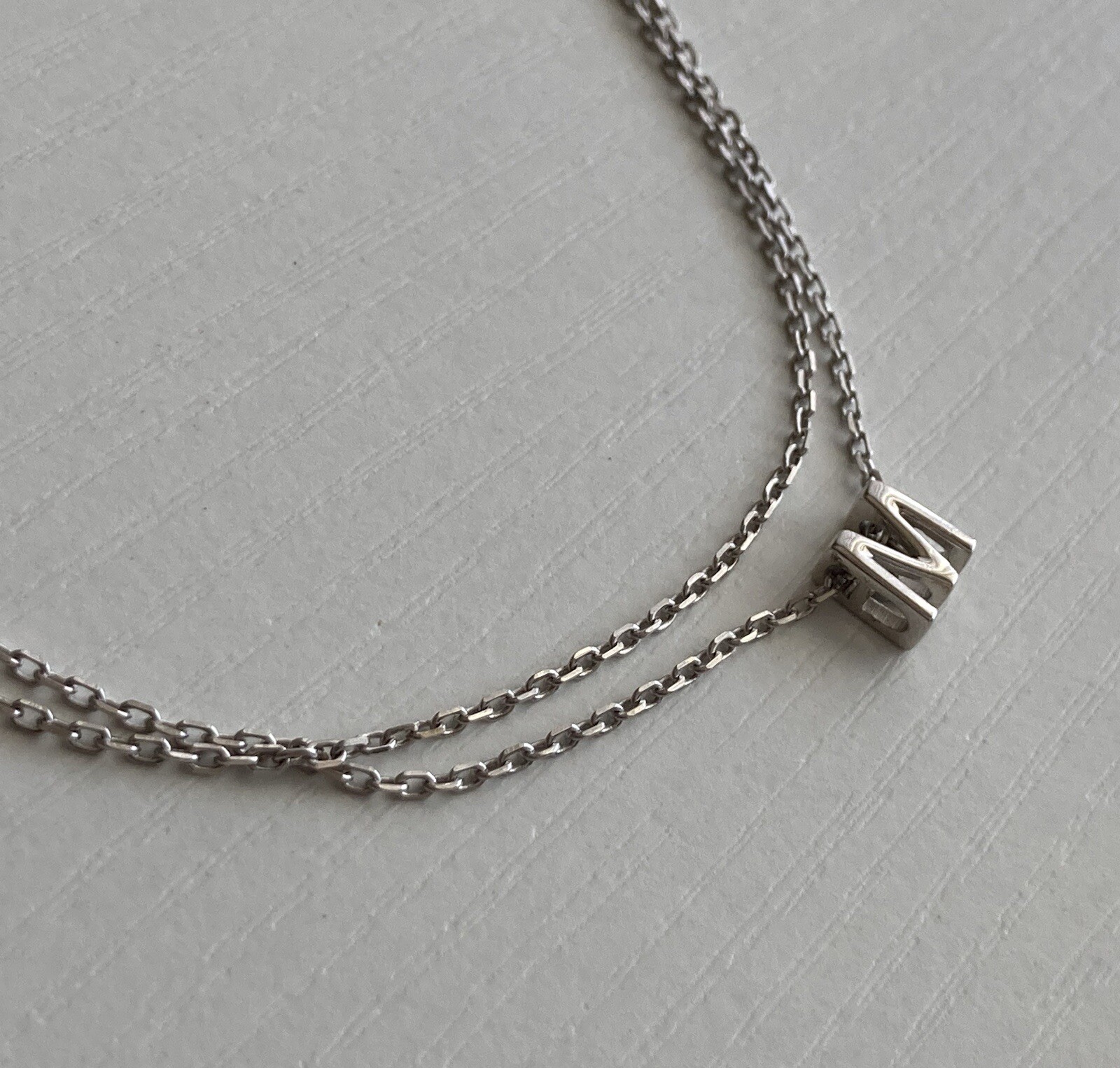 Sterling Silver M Initial Tiny Slide Pendant Char… - image 20