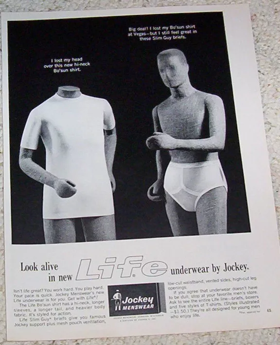 1965 ad page - JOCKEY mens Underwear Bo'sun shirt VINTAGE