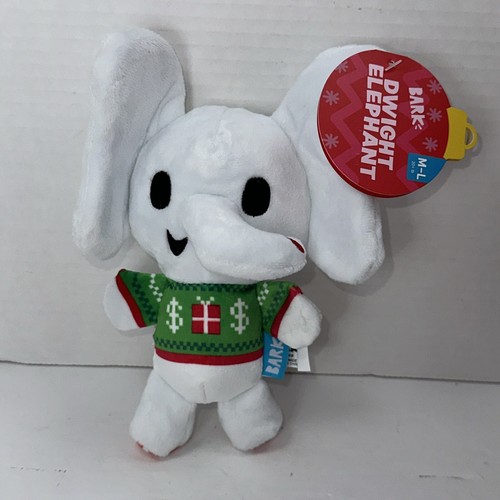 BARK BOX Dog Toy Dwight White Elephant Gift Plush Medium Large Squeak Christmas - Picture 2 of 4