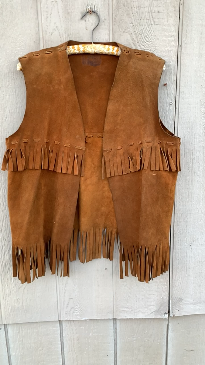 vintage goa pig leather fringe vest