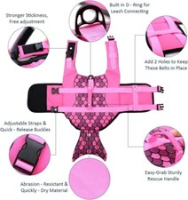 Dog Life Jacket/ Vest for Pet Swimming in Mermaid Hot Pink Color Size Medium