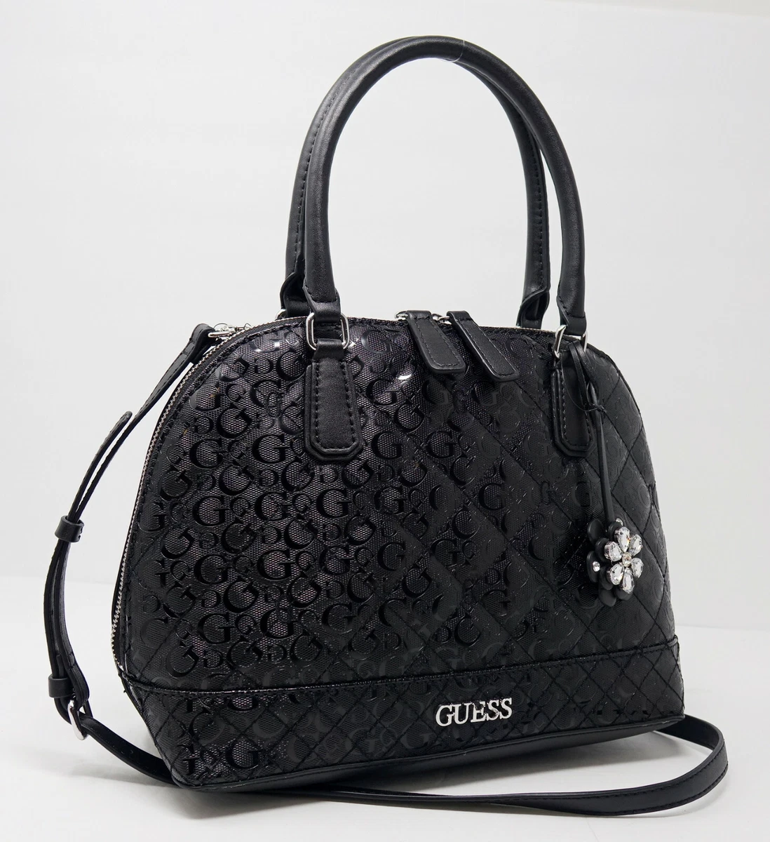 Buy GUESS Black Zipper Closure PU Womens Casual Satchel Handbag | Shoppers  Stop