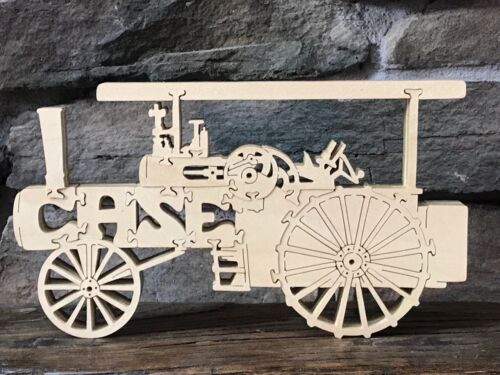 Antyczne etui ciągnik parowy farma nowa drewniana zabawka puzzle ręcznie robione USA 14 części - Zdjęcie 1 z 2