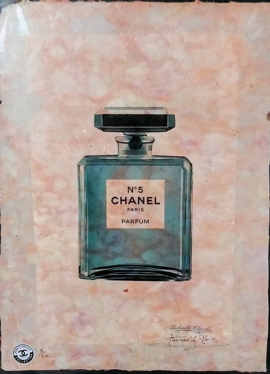 CHANEL Blue on Rose Petal Paper Ltd. Ed. Print 22'x15'x Signed