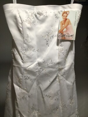 ZUM ZUM By Niki Livas Full Length Formal Dress White Sparkle Wedding  Gown