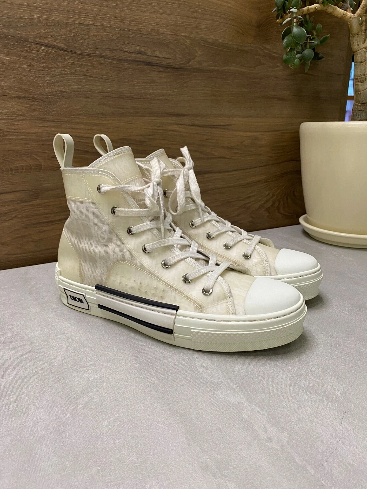 Baskets montantes Dior B23 League blanches Dior toile oblique taille 42