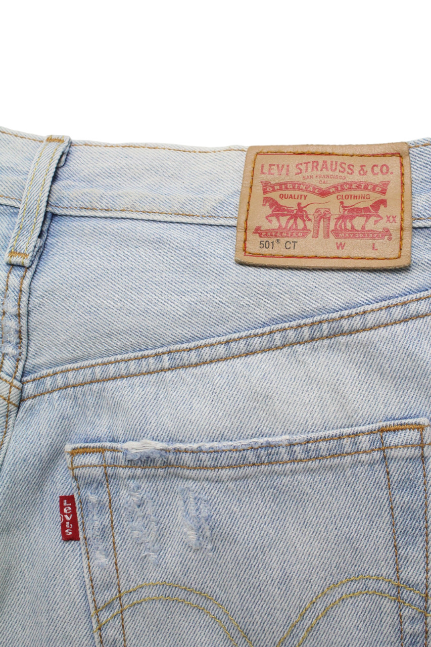 Levi's 501 CT Jeans Mens W24/L32 Customised Tapered Ripped Distressed Button thumbnail 7