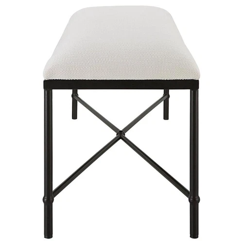Uttermost Avenham Contemporary Iron and Fabric Bench in White/ Black - Picture 4 of 6