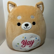Squishmallows 12" Dog Plush Angie the Shiba Inu "YAY" Celebration KellyToy