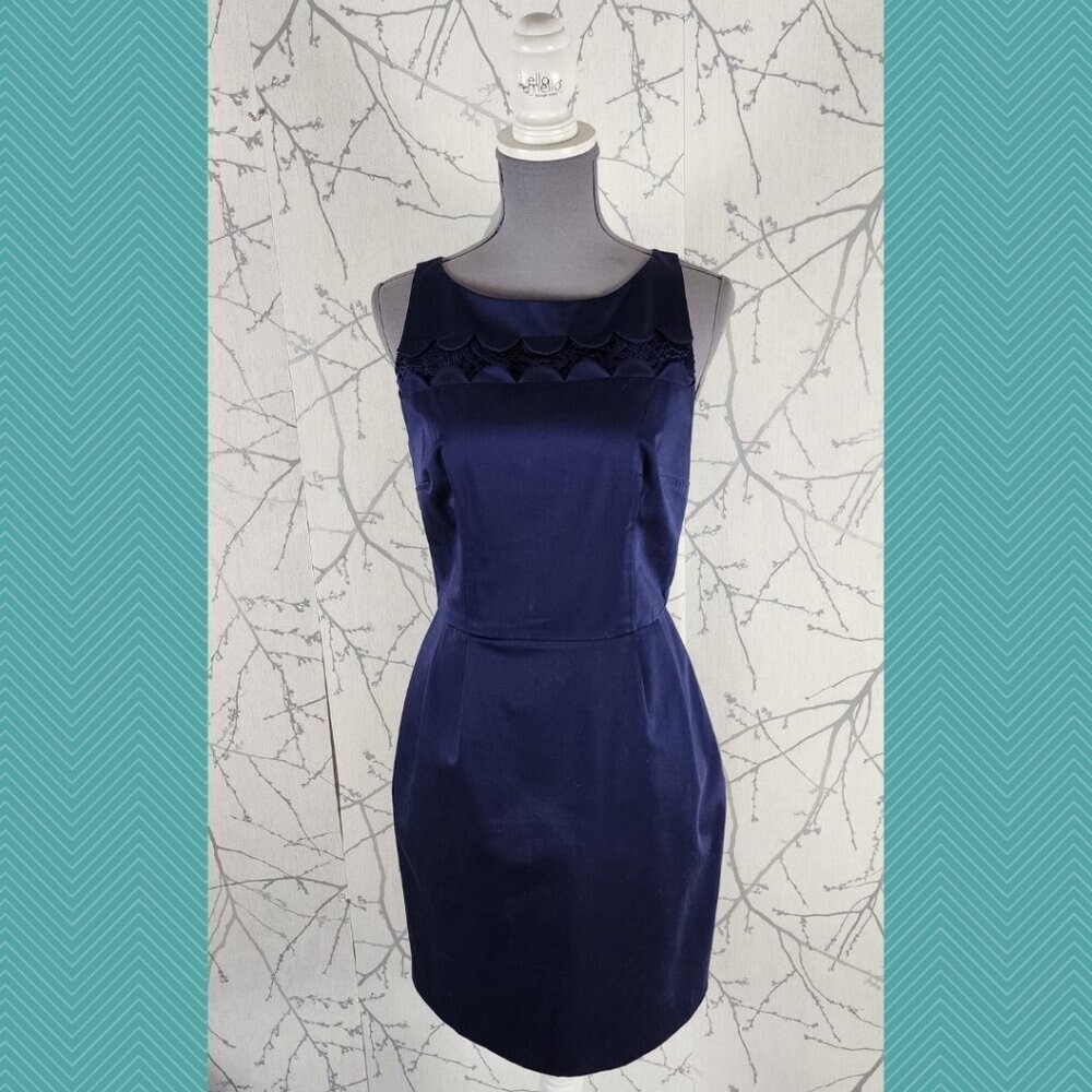club monaco blue lace dress Anne Klein Notch Collar Wrap Dress main image 0