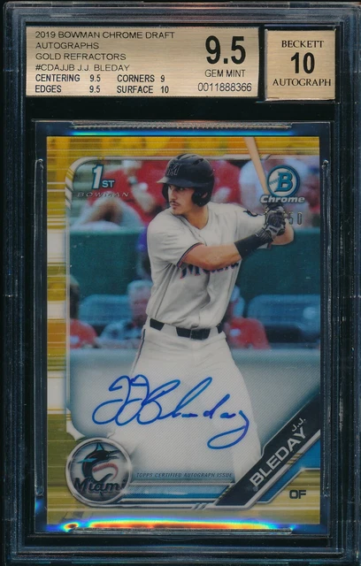 BGS 9,5/10 JJ BLEDAY AUTO 1st 2019 Bowman Chrome GOLD REFRACTOR #/50 RC GEM MINT