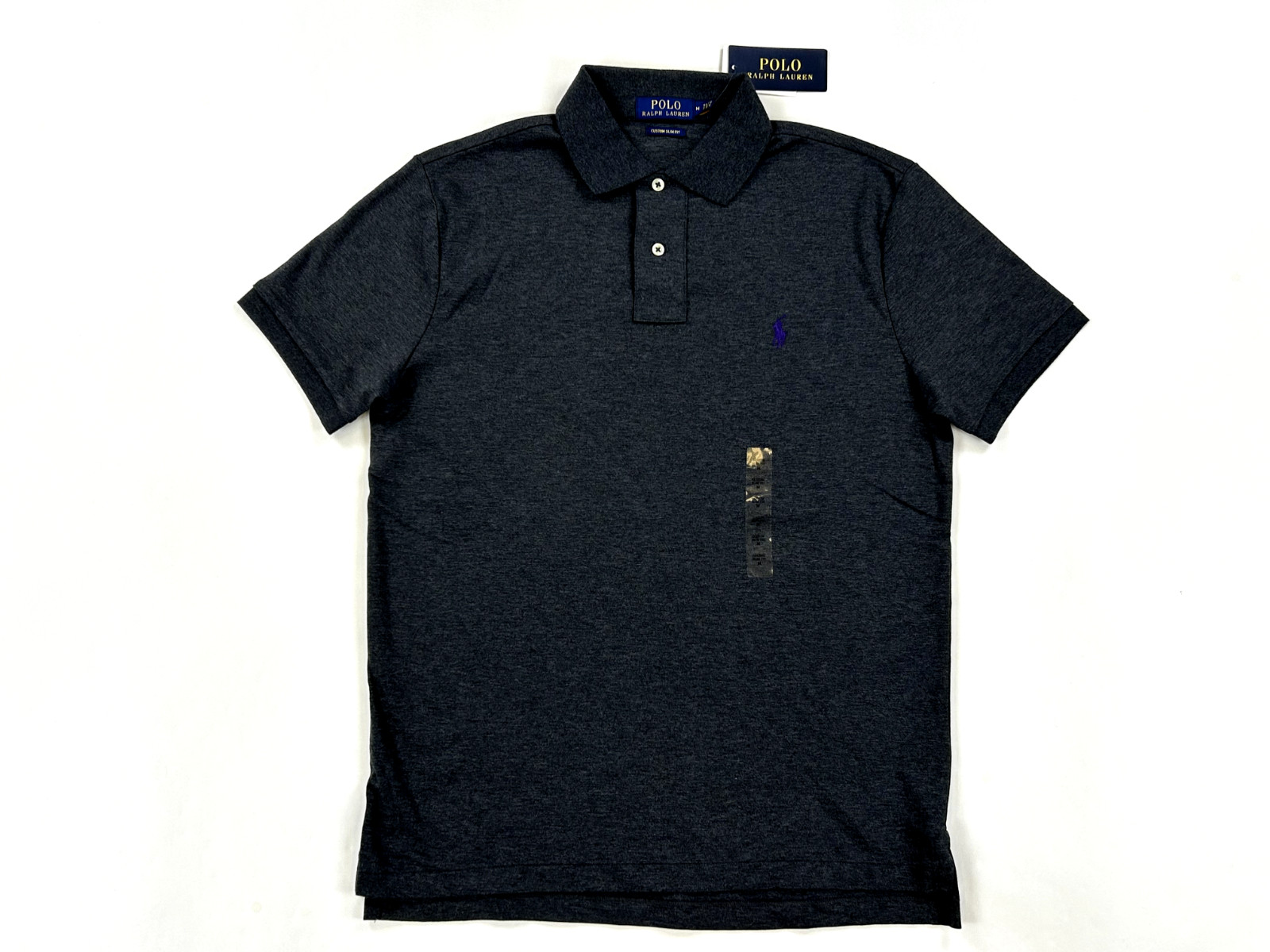 Рубашка поло Polo Ralph Lauren Custom Slim Fit из мягкого на ощупь однотонного материала - Серый - Размер M 11390₽
