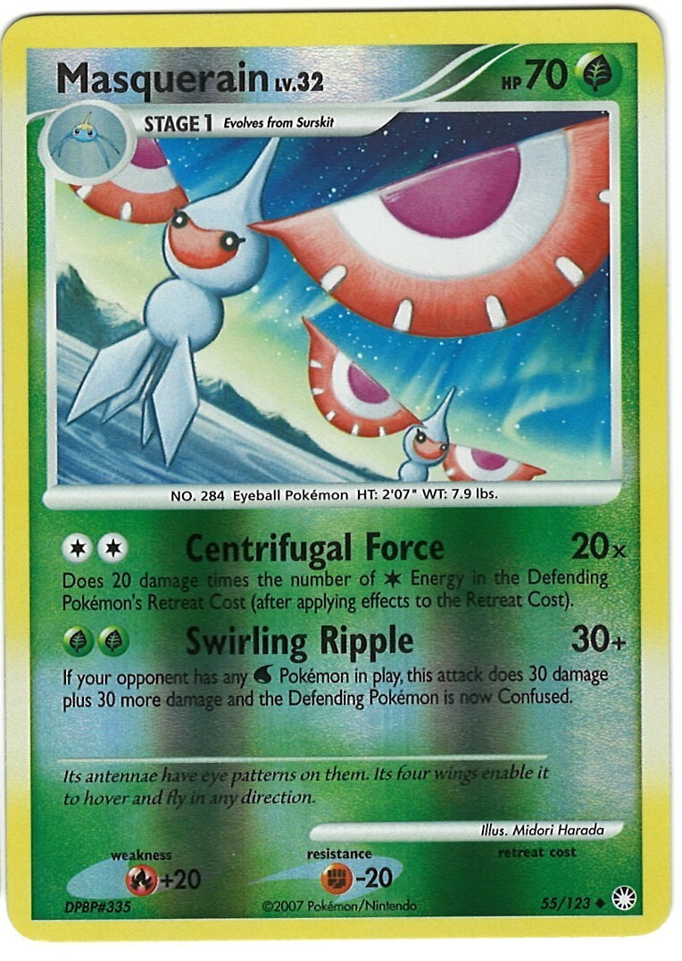 Masquerain 55/123 Pokemon Card Mysterious Treasures Uncommon Reverse Holo NM