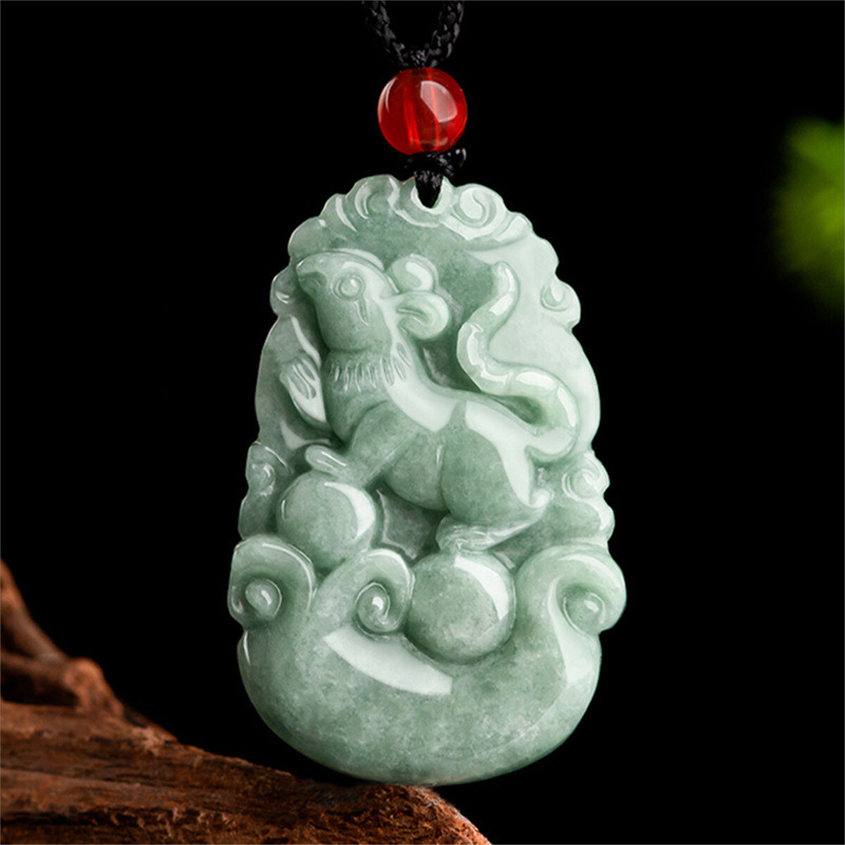 Chinese Natural A Grade Jadeite Green Jade Zodiac Pendant Lucky Amulet