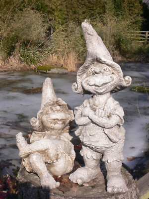 WICHTEL 17cm / 30cm Polyresin Gnom Troll Garten Zwerg Kunstharz wetterfest