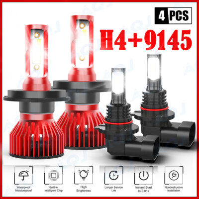 Fit Pontiac Vibe 2003-2008 LED Headlight Kit Hi+Lo+Fog Light Bulbs H4+9145