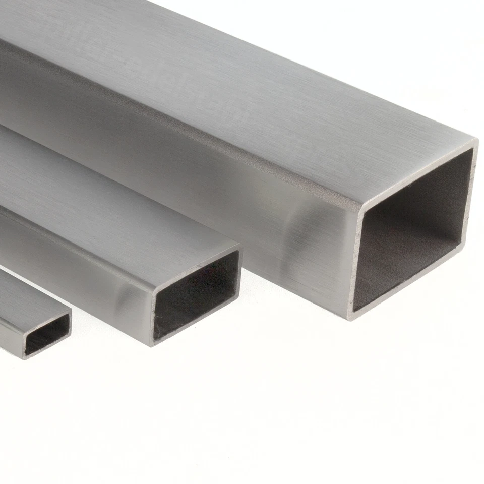 V2A Edelstahl Rechteckrohr 4-Kant Vierkantrohr geschliffen K240 roh bis 2m Länge