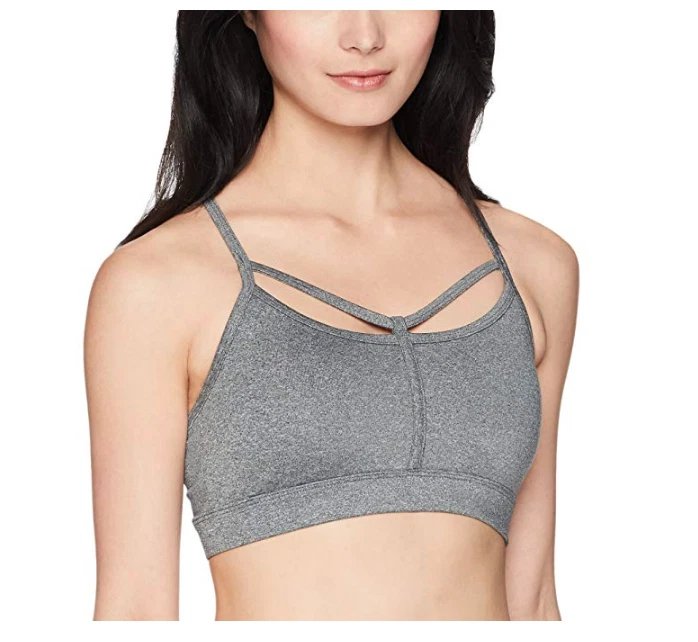 Jockey Women's Strappy Sports Bra Check Gray L Large Criss Cross