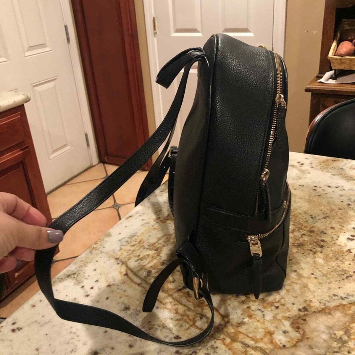 Kate Spade Black Leather Backpack, Excellent cond. Pls read! Kate spade black pebbled leather backpack | eBay main image 2