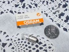 Genuine Osram 3456B, Bulb, 2 Watt, 24 / 30 Volt, BA9s, Clear, NEW IN BOX!